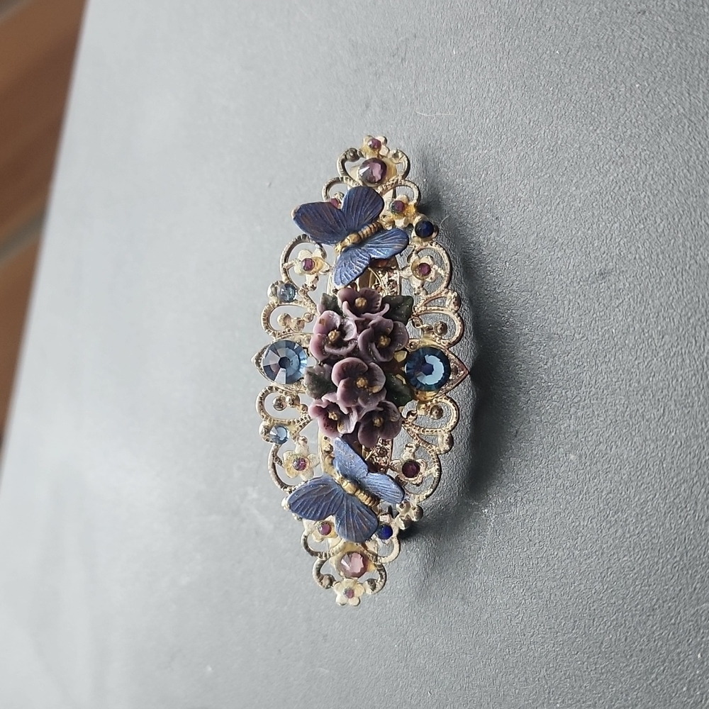 Butterfly and flower barrette